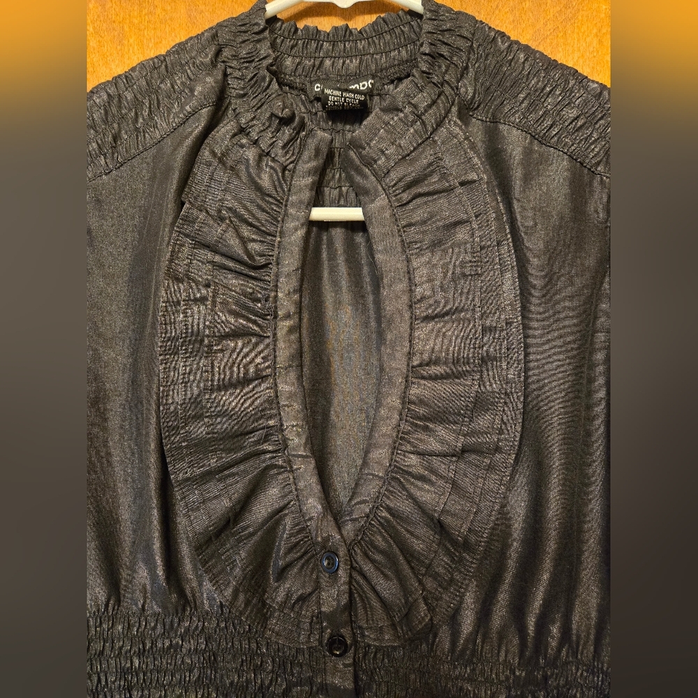Contempo Open Chest Ruffled Blouse, S - Picture 2 of 4